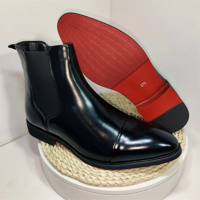 Classic Design Red Bottom Shoes Size 38-46/6.5-12 High Cut Fashion PU Leather Men Chelsea Boots
