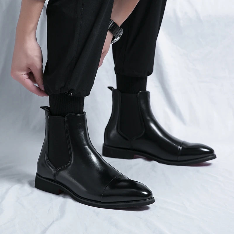 Classic Design Red Bottom Shoes Size 38-46/6.5-12 High Cut Fashion PU Leather Men Chelsea Boots