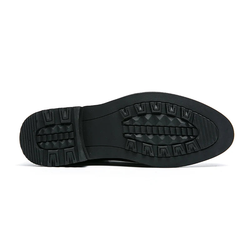 New Fashion High-Top Men Boots PU Leather Slip-on Shoes Mens Pointed Toe Black Boots
