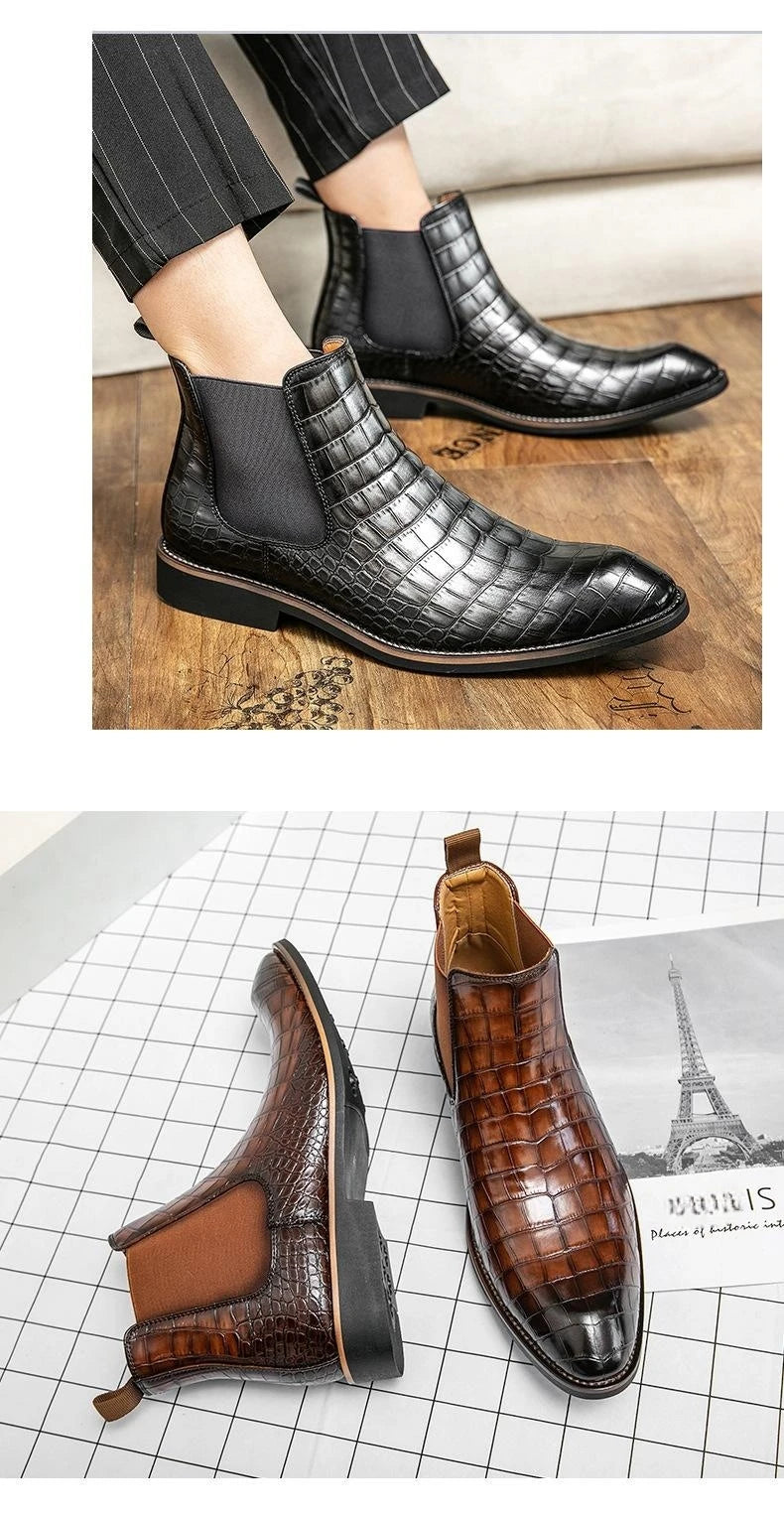 Flat Winter Summer Soft Ankle Rainboots Luxury Designer Stylish Comfortable Chelsea Combat Leather Men's Retro Western PU Boots