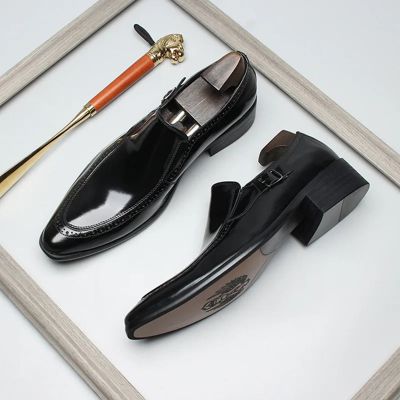 Handmade High Quality Men's Business Leather Shoes Toe Layer Cowhide Men's Shoes Party Leather Shoes