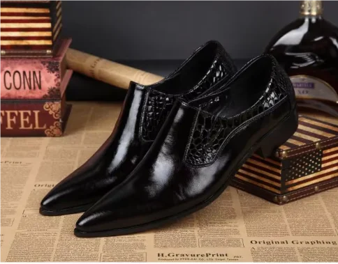 NA028 Hot Sell New Fashion Pointy Toe Men Shoes Crocodile Pattern Leather Formal Dress Oxford Shoes for Man