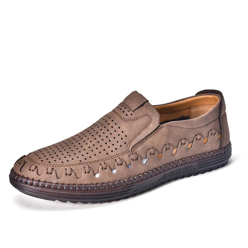 Factory Supply Custom LOGO Service Large Size Breathable Hand Made Men Driving Loafer Leather Shoes