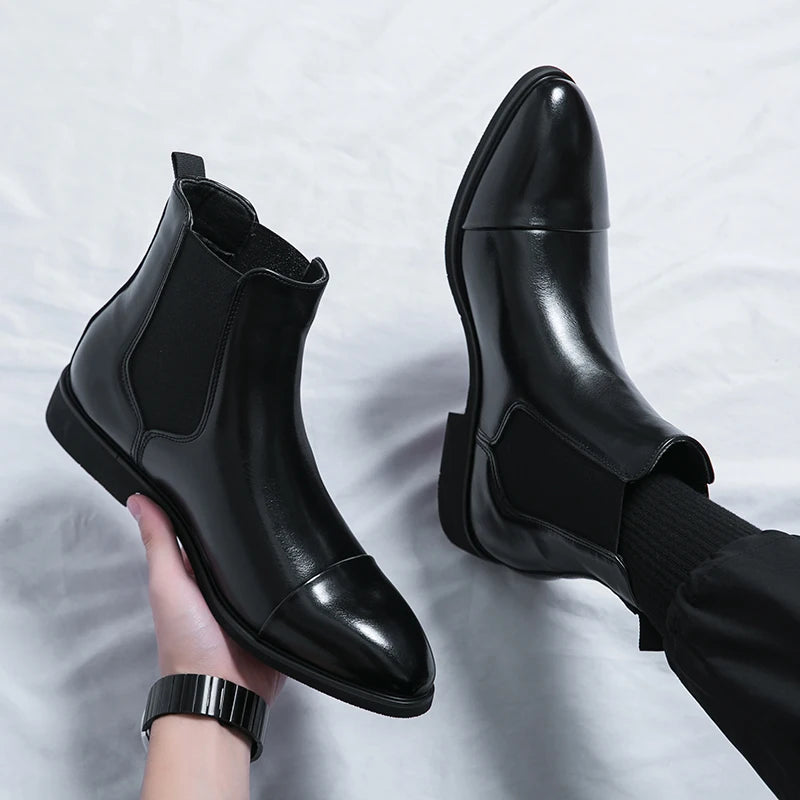 Factory Wholesale Classic Design Red Bottom Shoes Size 38-46/6.5-12 High Cut Fashion Leather Men Chelsea Boots