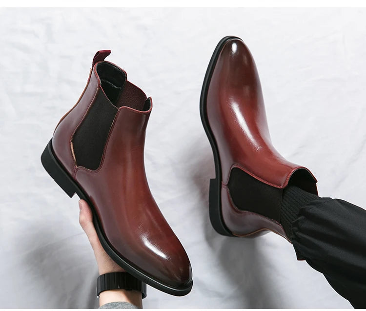 Men's Red Bottom Chelsea Boots Comfortable and Durable Ankle Size 38-46 for Winter and Summer
