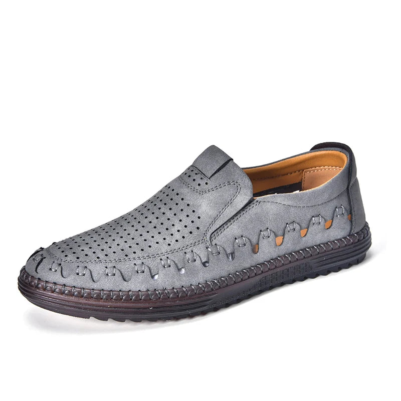 Factory Supply Custom LOGO Service Large Size Breathable Hand Made Men Driving Loafer Leather Shoes