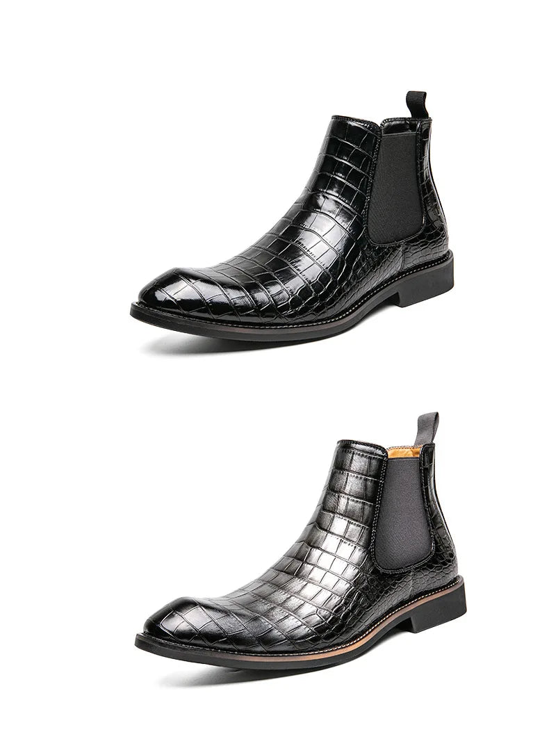 Flat Winter Summer Soft Ankle Rainboots Luxury Designer Stylish Comfortable Chelsea Combat Leather Men's Retro Western PU Boots
