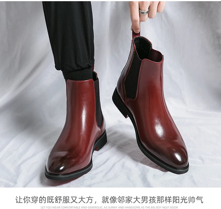 Men's Red Bottom Chelsea Boots Comfortable and Durable Ankle Size 38-46 for Winter and Summer