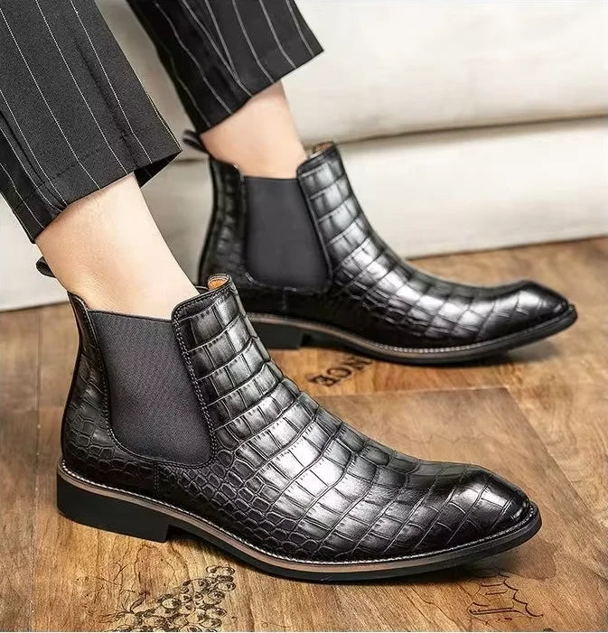 Flat Winter Summer Soft Ankle Rainboots Luxury Designer Stylish Comfortable Chelsea Combat Leather Men's Retro Western PU Boots