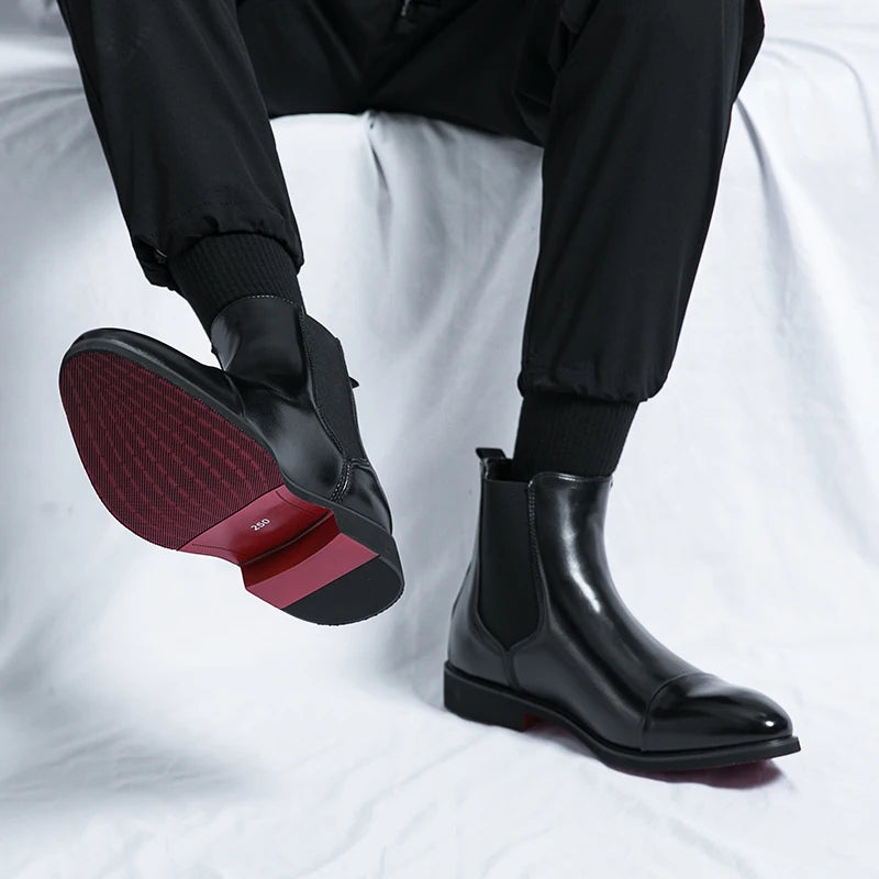 Classic Design Red Bottom Shoes Size 38-46/6.5-12 High Cut Fashion PU Leather Men Chelsea Boots