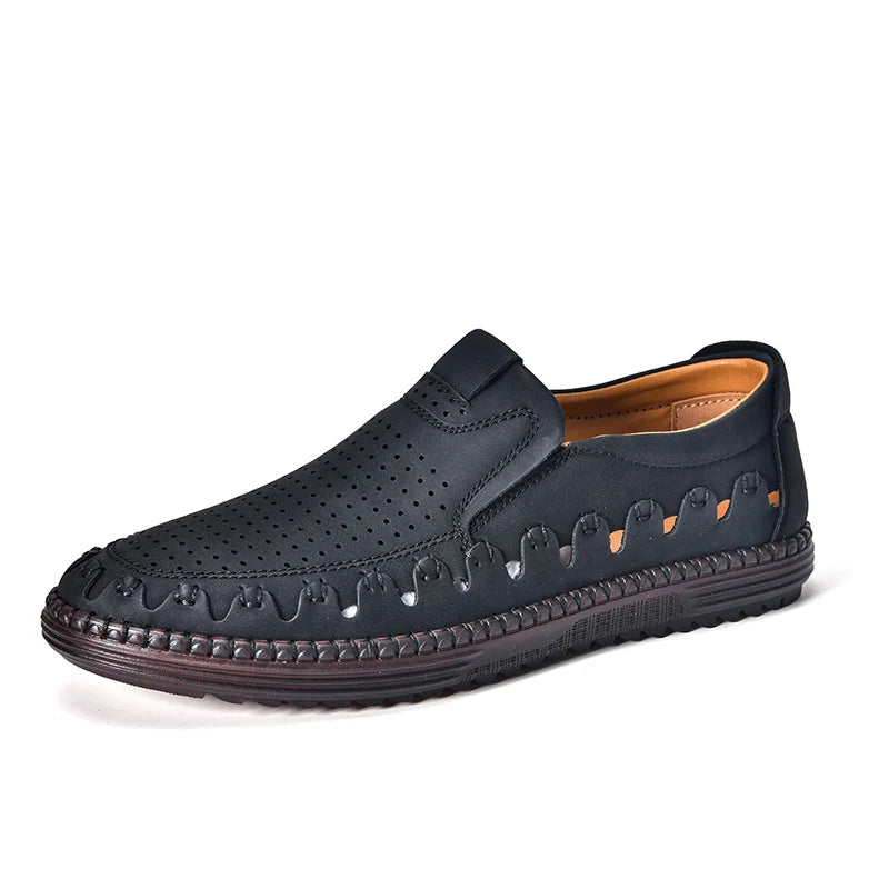 Factory Supply Custom LOGO Service Large Size Breathable Hand Made Men Driving Loafer Leather Shoes