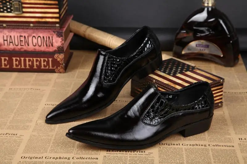 NA028 Hot Sell New Fashion Pointy Toe Men Shoes Crocodile Pattern Leather Formal Dress Oxford Shoes for Man