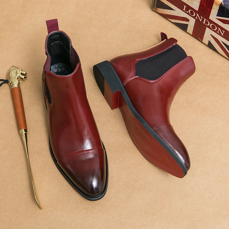 Classic Design Red Bottom Shoes Size 38-46/6.5-12 High Cut Fashion PU Leather Men Chelsea Boots