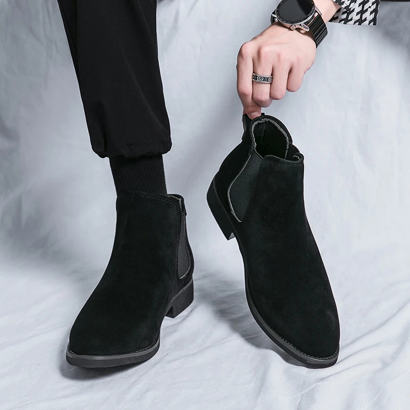 Pointed Toe Fashion Breathable Dress Shoes Comfortable Classy Leather Chelsea Boots