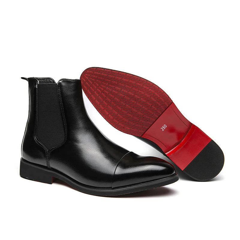 Factory Wholesale Classic Design Red Bottom Shoes Size 38-46/6.5-12 High Cut Fashion Leather Men Chelsea Boots