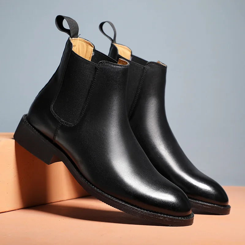 Size 38-46/us 6.5-12 Ankle Leather Boots Cowhide Dress Shoes Classic Good Quality Men Real Leather Chelsea Boots