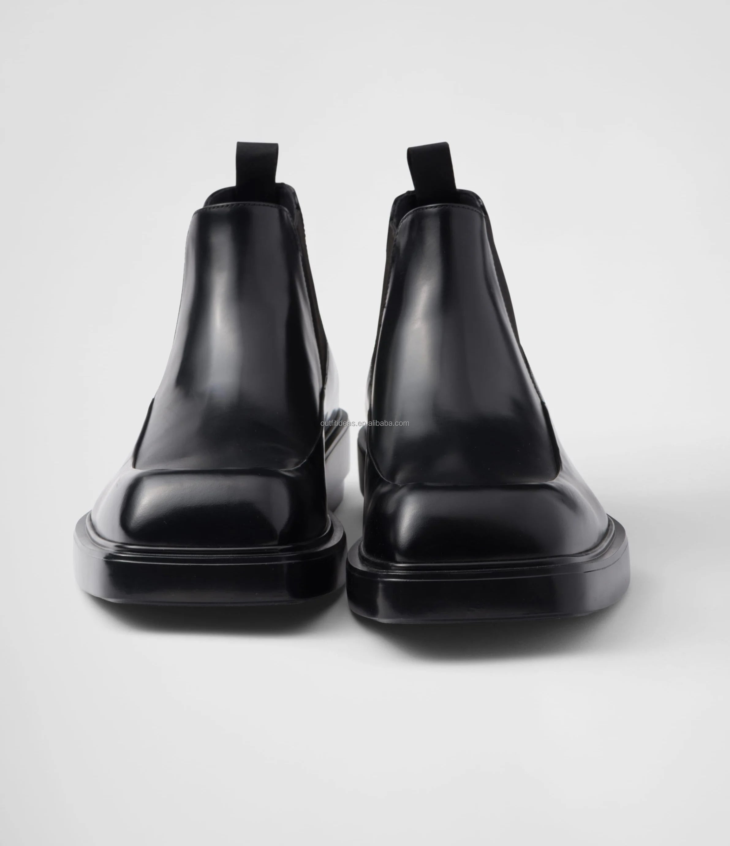 New With Box Unisex Square Toe Shoes for Men Dress Shoes Oxfords Ankle Calf Leather Men's Black Square-Toe Leather Chelsea Boots