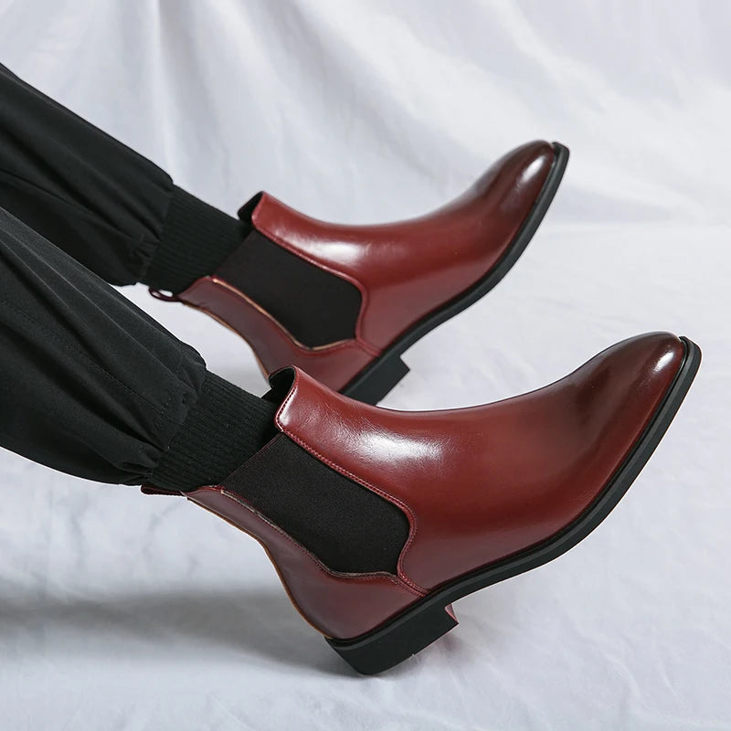 Men's Red Bottom Chelsea Boots Comfortable and Durable Ankle Size 38-46 for Winter and Summer