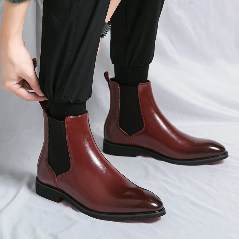 Men's Red Bottom Chelsea Boots Comfortable and Durable Ankle Size 38-46 for Winter and Summer