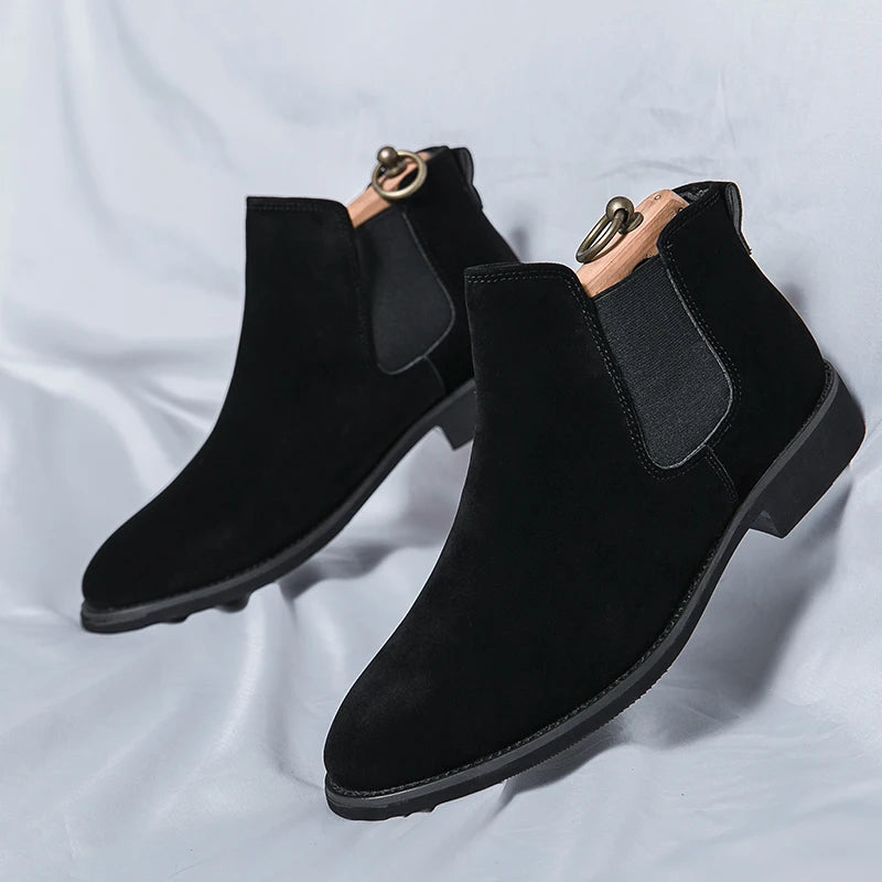 Pointed Toe Fashion Breathable Dress Shoes Comfortable Classy Leather Chelsea Boots
