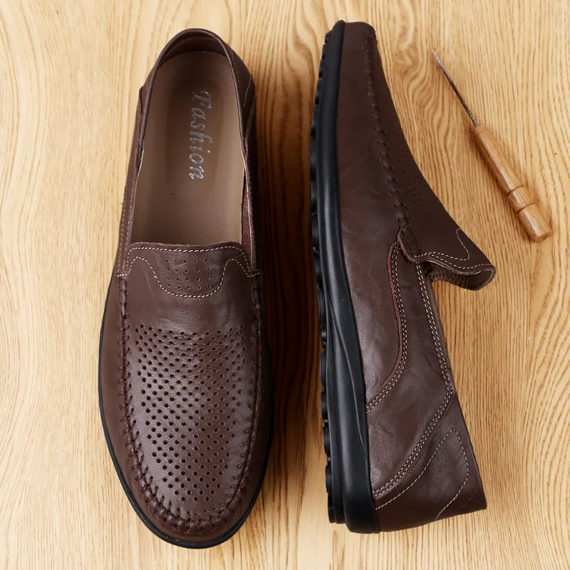 Genuine Leather Moccasin Slip on for Men, Plus Size 37-47