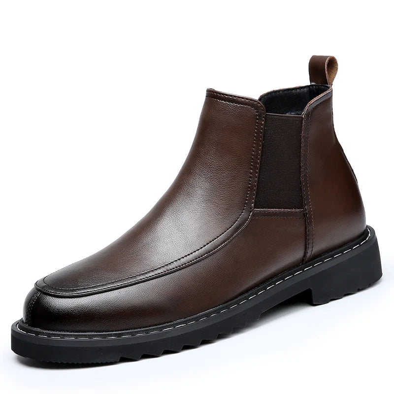 Elegant Black Leather Ankle Boots Comfortable Premium Stylish Loafers Cook Classy Genuine Leather Boots for Men