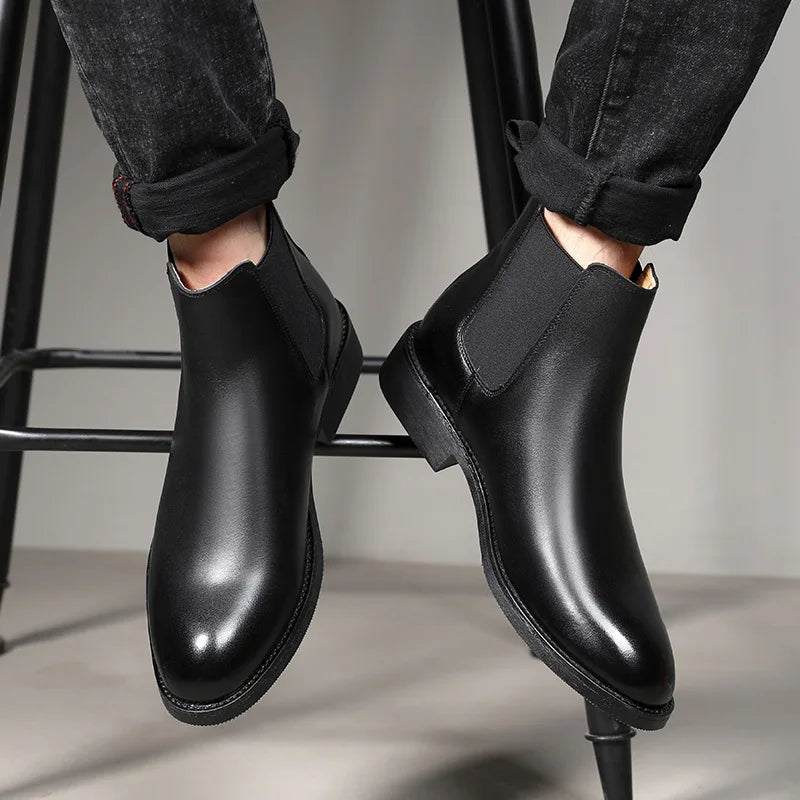 Size 38-46/us 6.5-12 Ankle Leather Boots Cowhide Dress Shoes Classic Good Quality Men Real Leather Chelsea Boots