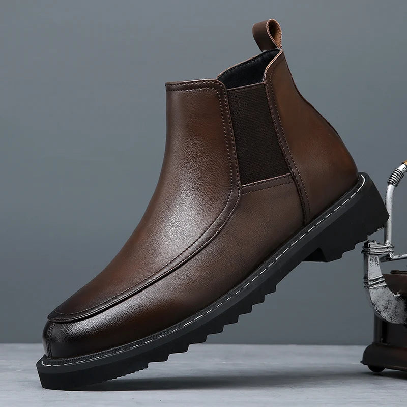 Elegant Black Leather Ankle Boots Comfortable Premium Stylish Loafers Cook Classy Genuine Leather Boots for Men