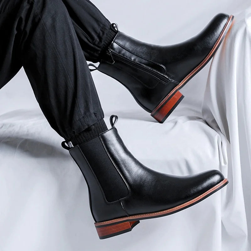 New High Top Boots Men's Pointed Toe Workwear Boots