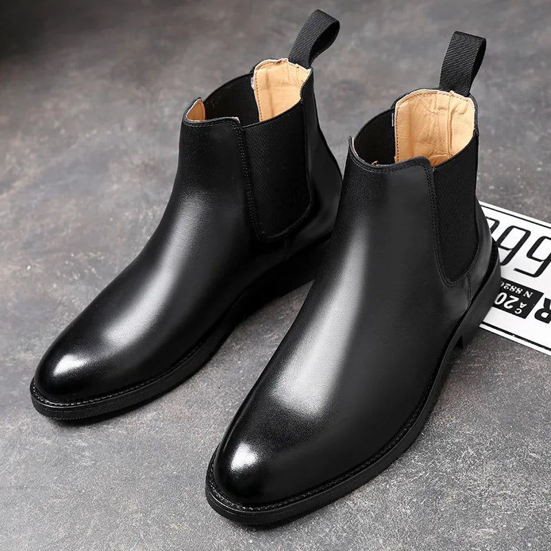 Size 38-46/us 6.5-12 Ankle Leather Boots Cowhide Dress Shoes Classic Good Quality Men Real Leather Chelsea Boots