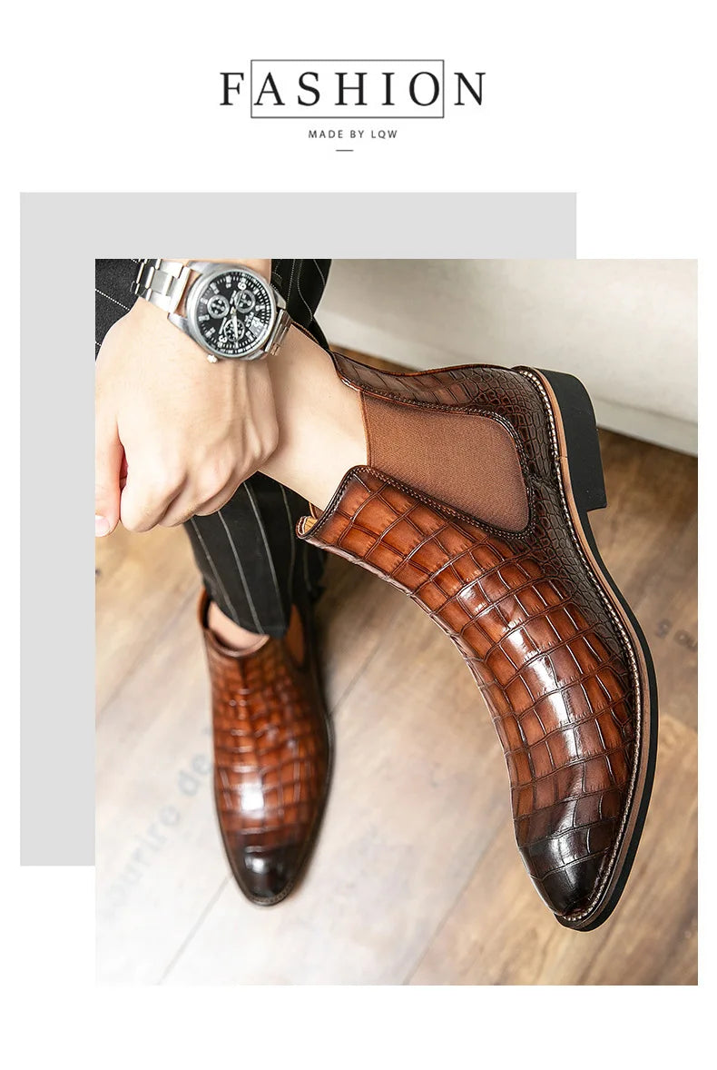 Flat Winter Summer Soft Ankle Rainboots Luxury Designer Stylish Comfortable Chelsea Combat Leather Men's Retro Western PU Boots