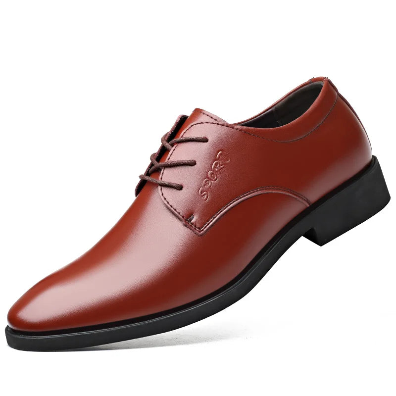 British Men Fashion Breathable Pointed Leather Shoe Casual Footwear Men's Business Formal Dress Shoes
