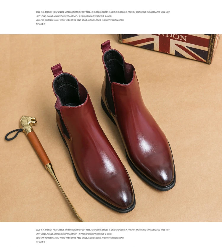 Men's Red Bottom Chelsea Boots Comfortable and Durable Ankle Size 38-46 for Winter and Summer