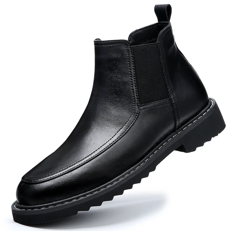 Elegant Black Leather Ankle Boots Comfortable Premium Stylish Loafers Cook Classy Genuine Leather Boots for Men