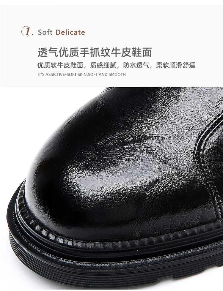 Genuine Leather side-zip Chelsea Boots for Men