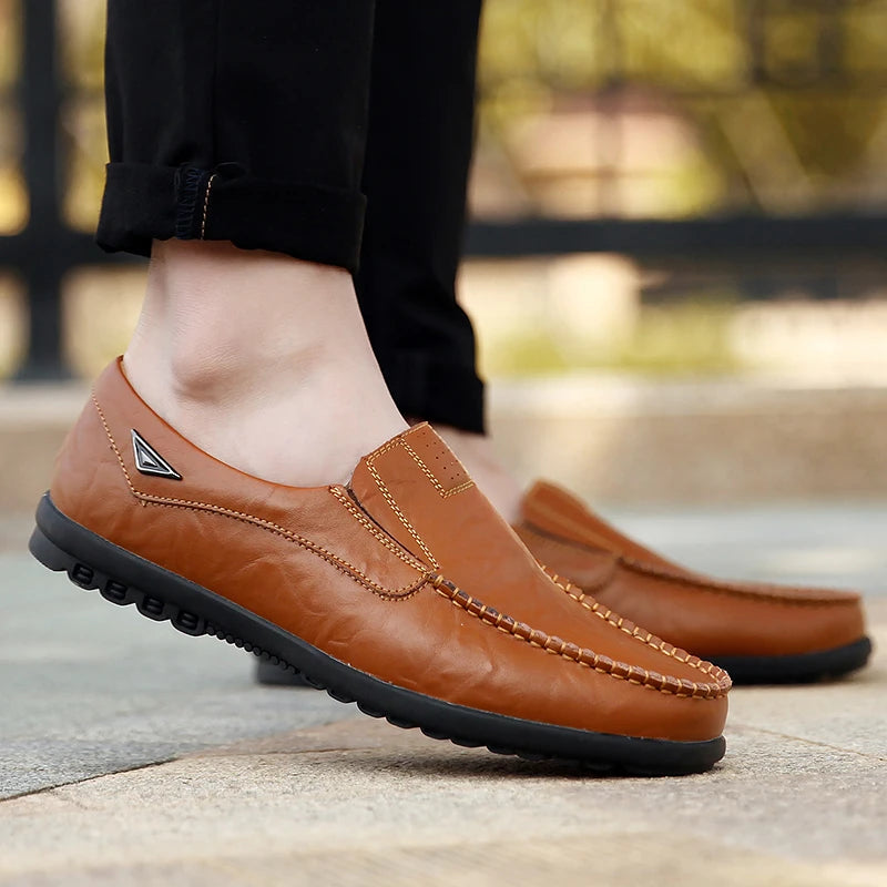 New large size men's leather shoes 100% cowhide fashion thick sole leisure sports business casual shoes men sneakers bean shoes