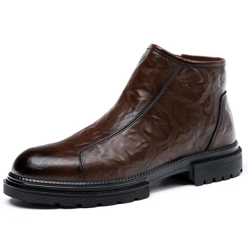 Genuine Leather side-zip Chelsea Boots for Men