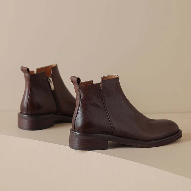 Leather Chelsea Retro Women Ankle Boots