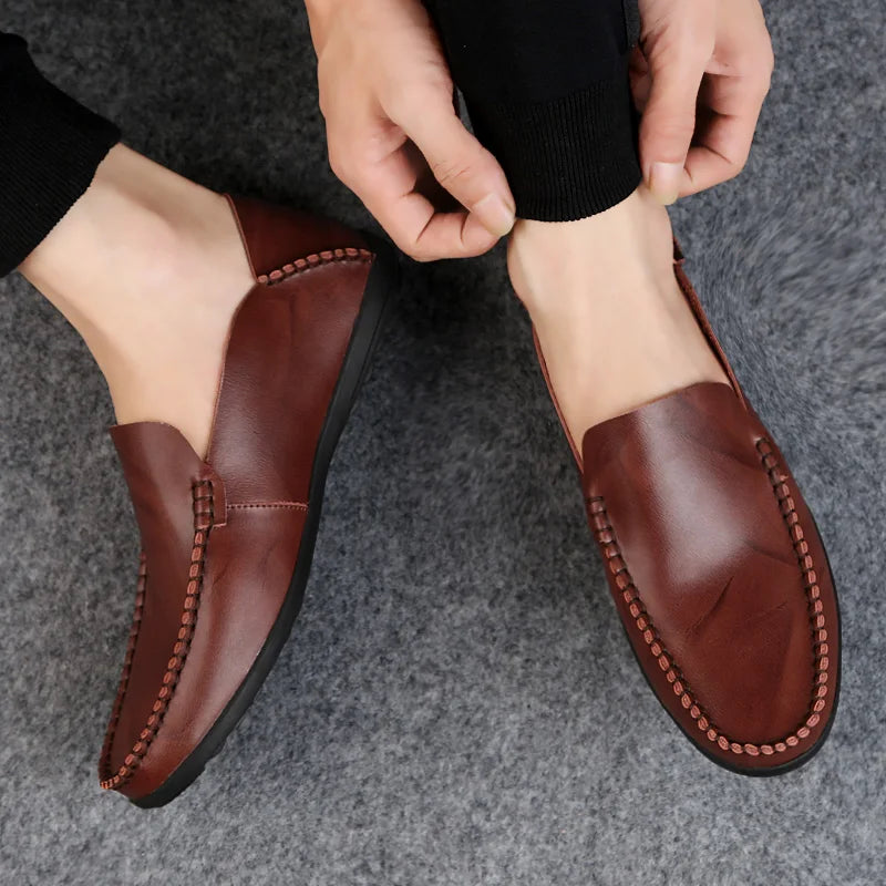 Summer Genuine Leather Shoes Men Comfortable Mesh Men Loafers Casual Shoes Men Flats Hot Sale Driving Shoes Moccasins Plus Size