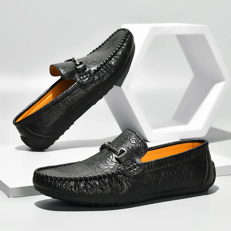 YRZL Mens Loafers PU Leather Slip On Driving Shoes Lightweight Comfortable Casual Shoes Large Size Non Slip Soft Sole Shoes