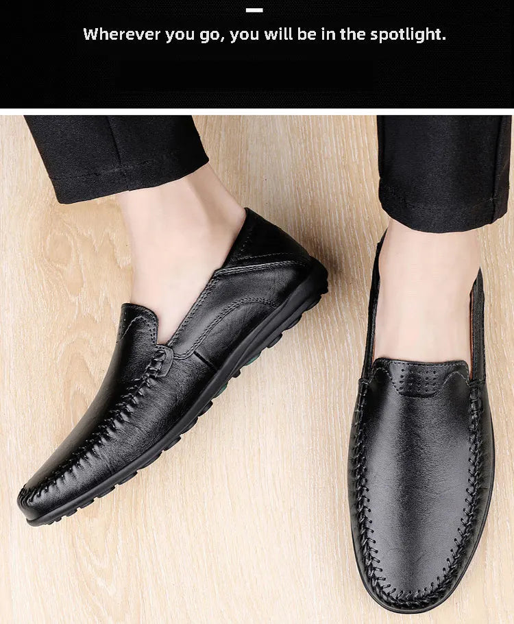 CLOHOO Leather Stitching Comfortable Shoes for Men