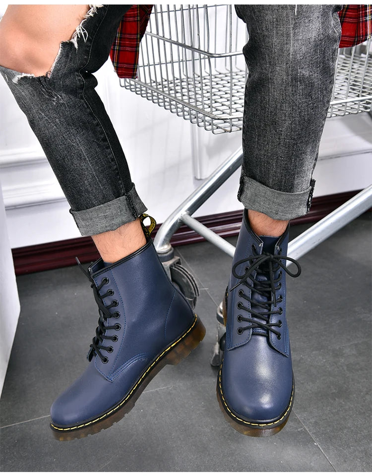 High-top boots, men's leather shoes, fashionable motorcycle ankle boots, men's boots, men's shoes, genuine leather women's boots