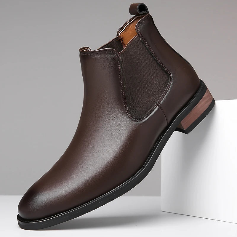 New Arrival Male Chelsea Boots Casual Slip on Business Boots Fashion Cowboy Men's Ankle Boots High Top Leisure Walking Footwear