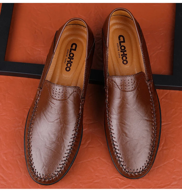 CLOHOO Leather Stitching Comfortable Shoes for Men