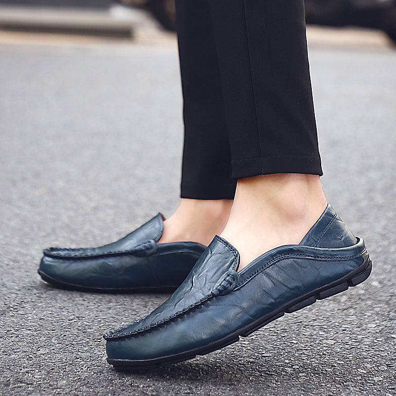 Leather Moccasins, Breathable Slip on Boat Shoes for Men