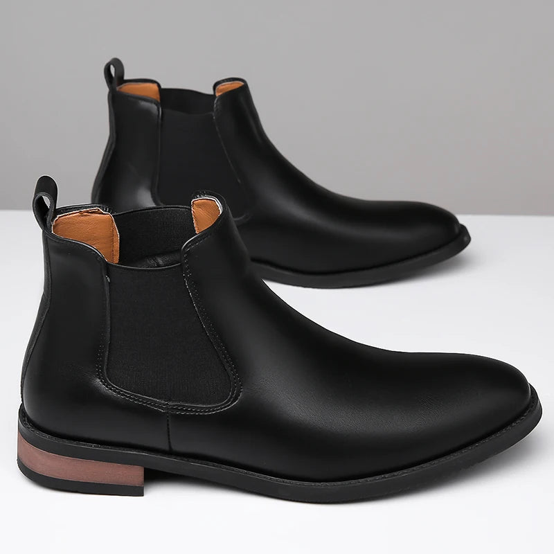 New Arrival Male Chelsea Boots Casual Slip on Business Boots Fashion Cowboy Men's Ankle Boots High Top Leisure Walking Footwear