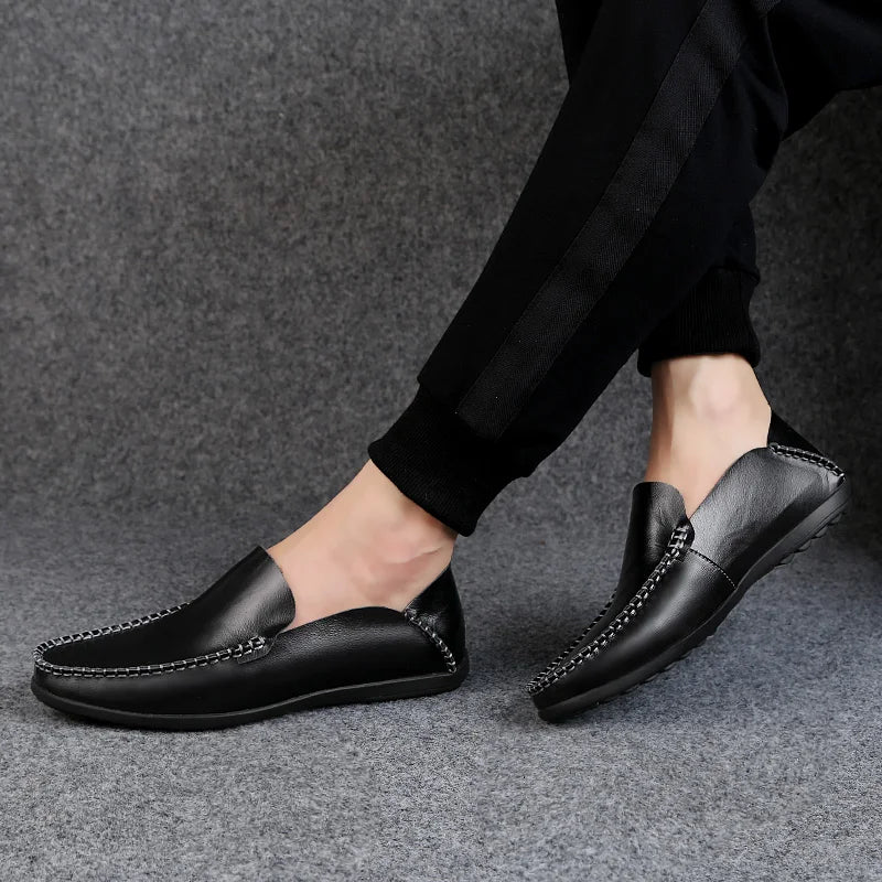 Summer Genuine Leather Shoes Men Comfortable Mesh Men Loafers Casual Shoes Men Flats Hot Sale Driving Shoes Moccasins Plus Size
