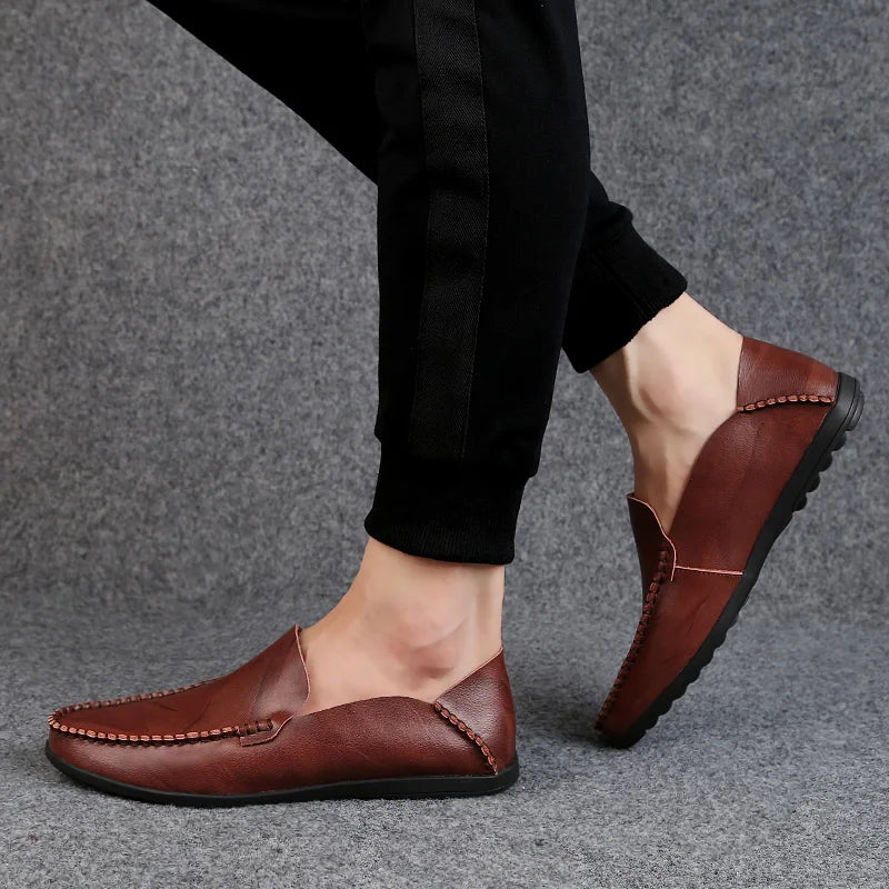 Summer Genuine Leather Shoes Men Comfortable Mesh Men Loafers Casual Shoes Men Flats Hot Sale Driving Shoes Moccasins Plus Size