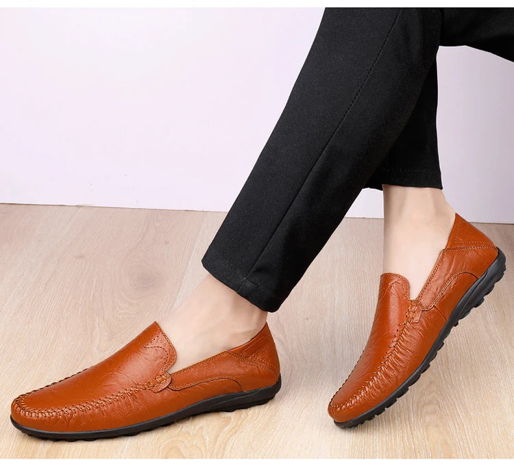 CLOHOO Leather Stitching Comfortable Shoes for Men