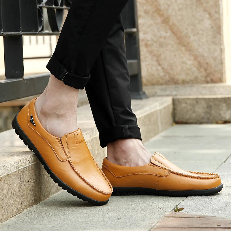 New large size men's leather shoes 100% cowhide fashion thick sole leisure sports business casual shoes men sneakers bean shoes